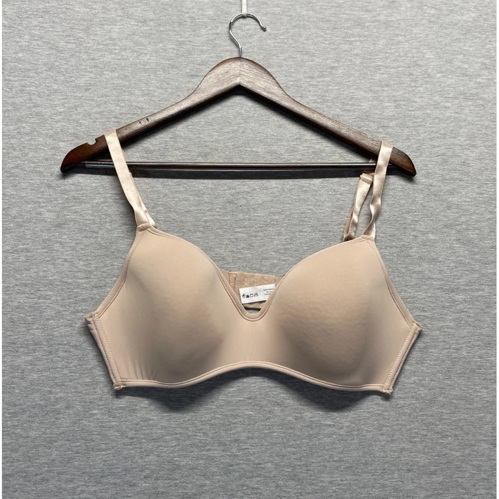 Sophie B. by Rene Rofe Seamless Wireless Bra Women 40C Beige Nylon Padded Molded